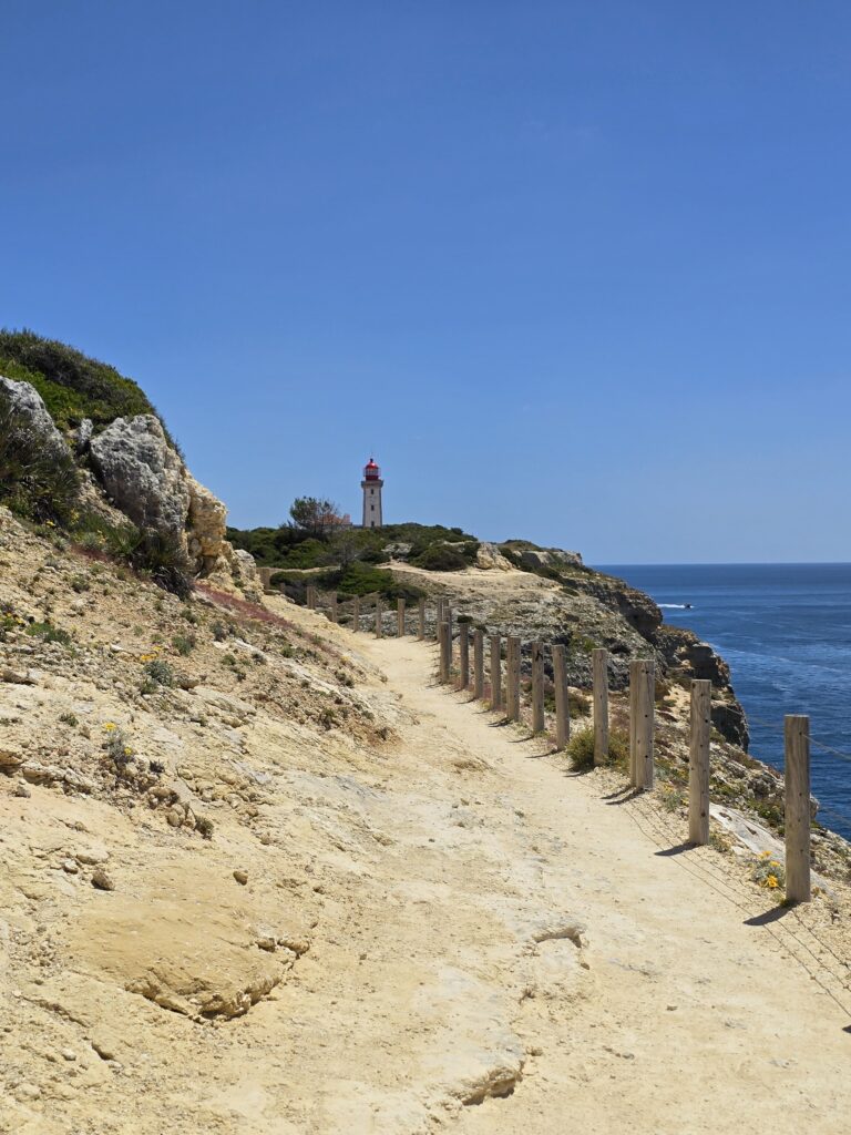 Algarve colorful coastline lighthouse