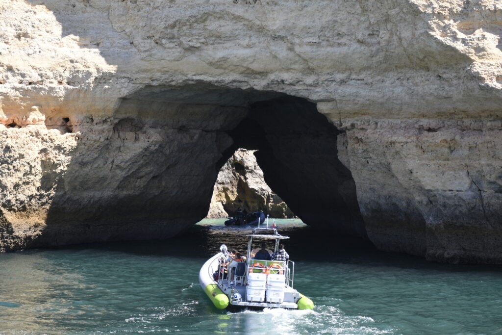 Algarve colorful coastline boat
