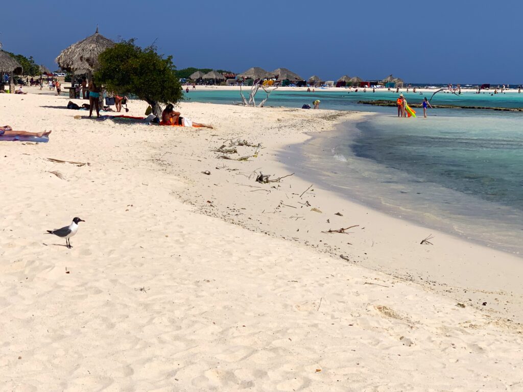 Baby Beach op Aruba met wit zand en helderblauw water