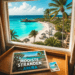 Mooiste stranden van Aruba met turquoise zee, wit zand en tropische palmbomen.