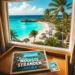 Mooiste stranden van Aruba met turquoise zee, wit zand en tropische palmbomen.