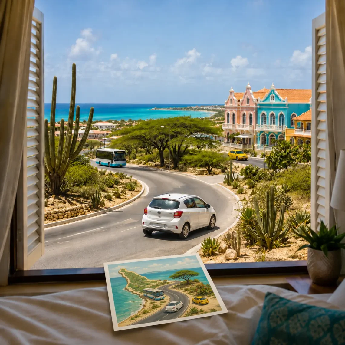Vervoer op Aruba met huurauto, Arubus en taxi langs de Caribische kust