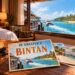Ilustración generada con IA de unas postales en una habitación, con un ferry junto a la costa de Bintan