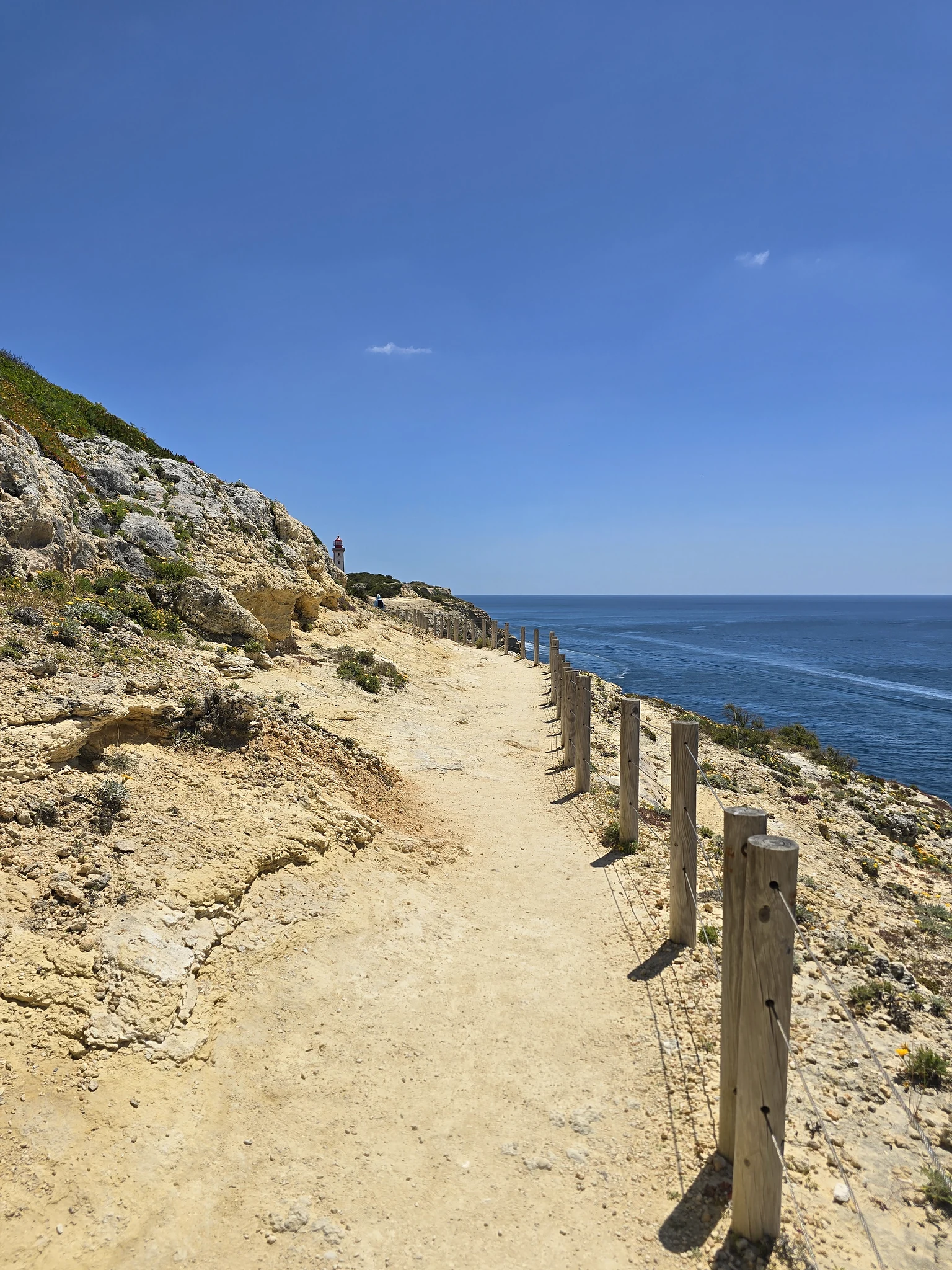Rotsige ondergrond van een wandelpad aan de Algarve.